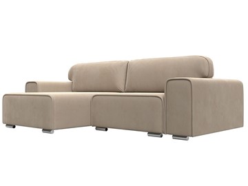 Угловой диван с оттоманкой Лига-029, Бежевый (Велюр) в Урае - предосмотр