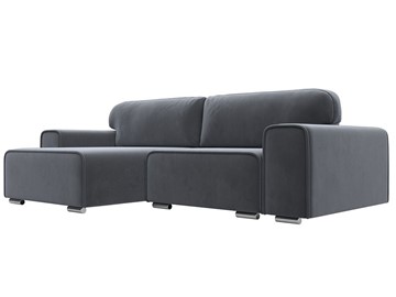 Угловой диван с оттоманкой Лига-029, Серый (Велюр) в Пыть-Яхе
