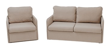 Мебельный комплект Амира бежевый диван + кресло в Нягани