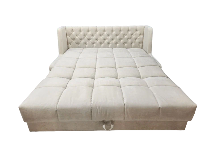 Прямой диван Аккордеон-Кровать 1,55 с каретной утяжкой, клетка (НПБ) в Лангепасе - изображение 1