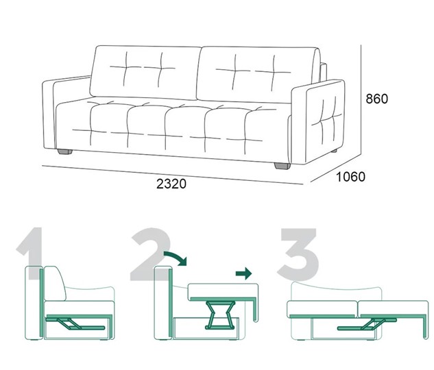 Прямой диван Бруно 2 БД в Нягани - изображение 6
