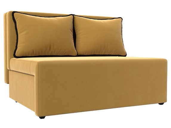 Прямой диван Лагуна, Желтый/Коричневый (Микровельвет) в Югорске - изображение