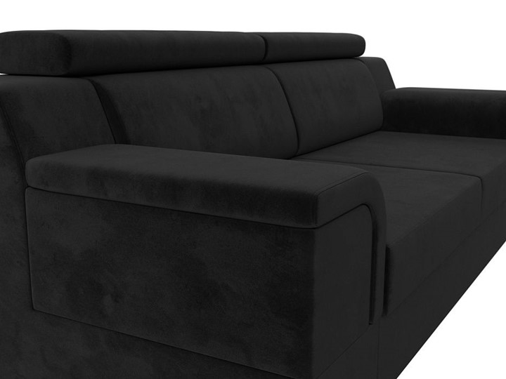 Прямой диван Лига-003 НПБ, Черный (Велюр) в Когалыме - изображение 7