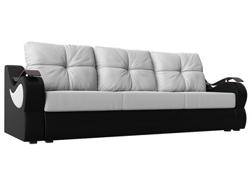 Прямой диван Меркурий еврокнижка, Белый/черный (экокожа) в Радужном