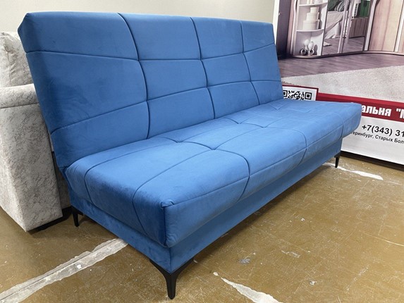Прямой диван Ривьера БД 2022 Ground 10 синий велюр в Пыть-Яхе - изображение