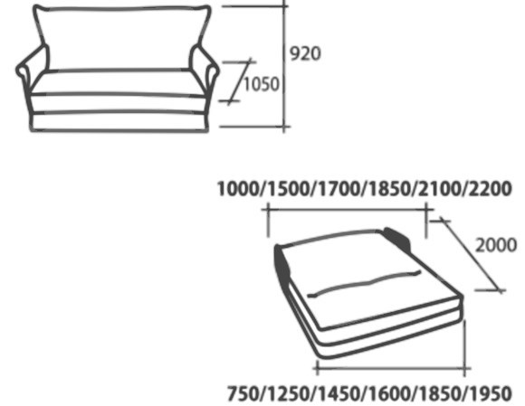 Прямой диван Аккордеон, 120 (подлокотники в ткани) в Когалыме - изображение 2