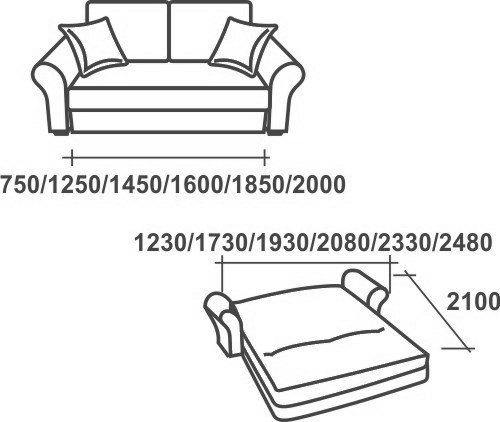 Диван прямой Аккордеон-1, 120 (круглые подлокотники), НПБ в Когалыме - изображение 2