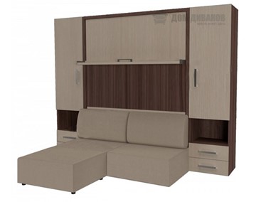 Диван Кровать-трансформер Smart (ШЛ+КД 1600+ШП+Пуф), 2 шкафа, без подлокотников в Нижневартовске