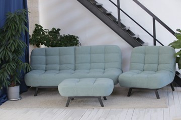 Комплект мебели Абри цвет мята кресло + диван + пуф опора металл в Югорске