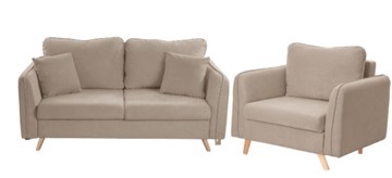 Комплект мебели Бертон бежевый диван+ кресло в Лангепасе