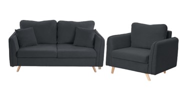 Комплект мебели Бертон графит диван+ кресло в Югорске
