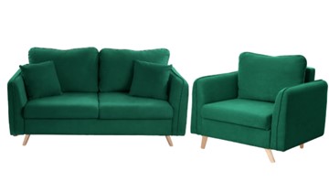 Комплект мебели Бертон изумрудный диван+ кресло в Ханты-Мансийске - предосмотр
