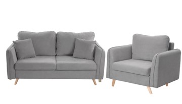 Комплект мебели Бертон серый диван+ кресло в Пыть-Яхе