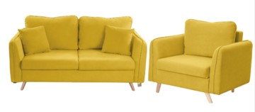 Комплект мебели Бертон желтый диван+ кресло в Ханты-Мансийске