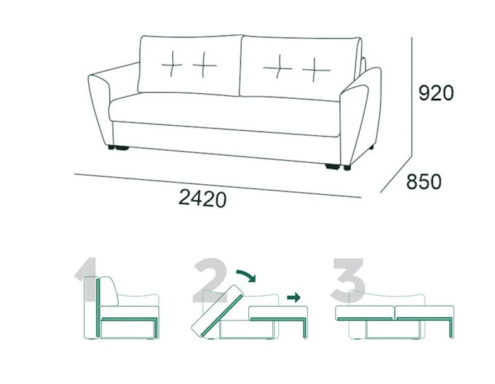 Прямой диван Мальта 1 К БД в Урае - изображение 5