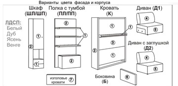 Диван Кровать-трансформер Smart (ШЛ+КД 1400+Пуф), шкаф левый, правый подлокотник в Когалыме - предосмотр 1