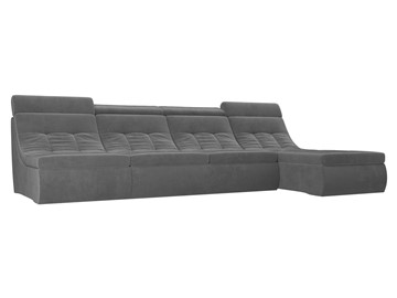 Модульный угловой диван Холидей люкс, Серый (велюр) в Нижневартовске