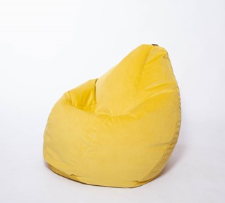 Кресло-мешок Груша среднее, велюр однотон, лимонное в Нижневартовске