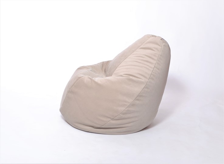 Кресло-мешок Груша большое, велюр однотон, бежевое в Лангепасе - изображение 2
