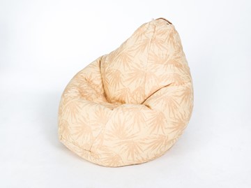 Кресло-мешок Груша большое, жаккард, бежевые листья в Сургуте