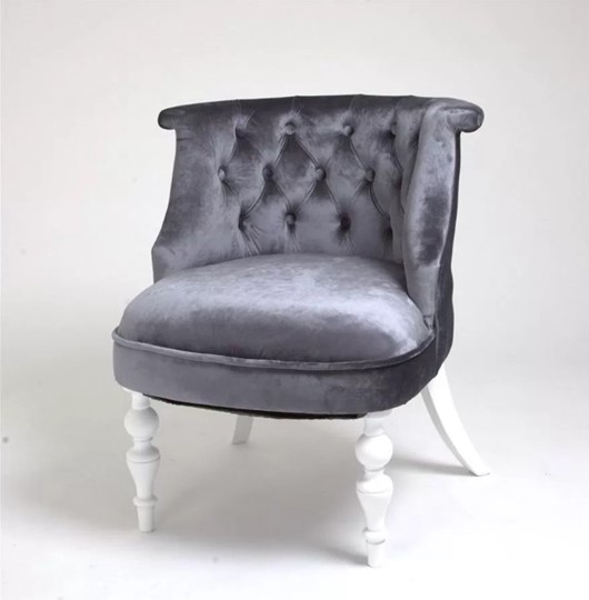 Кресло Бархат (серый бархат/белая эмаль) в Урае - изображение 1