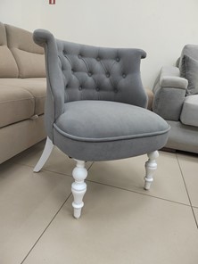 Кресло Бархат (серый бархат/белая эмаль), 000042564 в Югорске