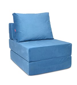 Бескаркасное кресло-кровать Окта, велюр синий в Лангепасе