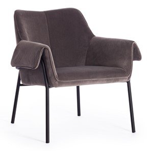 Кресло BESS (mod. 0179471) металл/вельвет, 70х71х75 см, серо-коричневый S108 (84 Brown)/черный в Сургуте