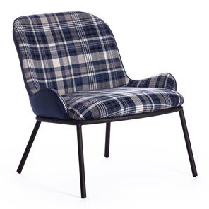 Кресло DUKEN (mod. 0179322) металл/ткань, 79х59х66 см, синий/синяя шотландка/черный в Сургуте