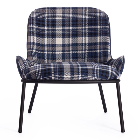 Кресло DUKEN (mod. 0179322) металл/ткань, 79х59х66 см, синий/синяя шотландка/черный в Лангепасе - изображение 4