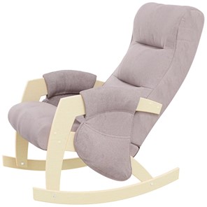 Кресло-качалка ЭЛИТ с карманами Джанни (каркас дуб, сиденье серо-розовое) в Когалыме