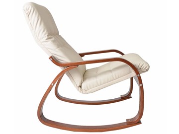 Кресло мягкое Сайма (экокожа бежевый, каркас вишня) в Лангепасе - предосмотр 1
