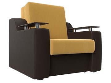 Кресло раскладное Сенатор 80, Желтый\коричневый (Микровельвет\Экокожа) в Лангепасе