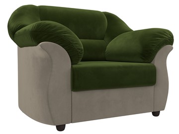 Кресло в гостиную Карнелла, Зеленый/Бежевый (микровельвет) в Радужном