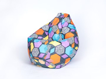 Кресло-мешок Груша малое, велюр принт, геометрия в Радужном