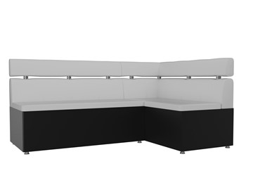 Кухонный диван Классик угловой, Белый/Черный (экокожа) в Урае