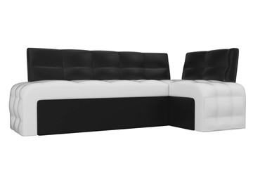 Раскладной кухонный диван Люксор угловой, Белый/Черный (экокожа) в Когалыме
