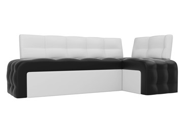 Кухонный диван Люксор угловой, Черный/Белый (экокожа) в Урае