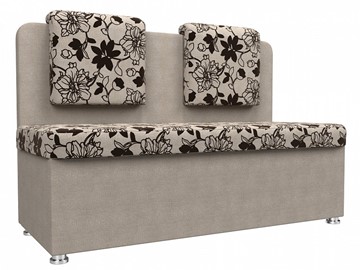 Кухонный прямой диван Маккон 2-х местный, Цветы/Бежевый (рогожка) в Нижневартовске
