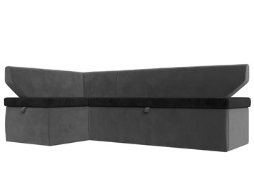 Кухонный угловой диван Омура, Черный\Серый (Велюр) в Урае