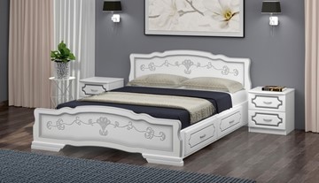 Кровать с выкатными ящиками Карина-6 (Белый Жемчуг) 140х200 в Урае