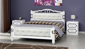 Полуторная кровать Карина-11 (Белый Жемчуг, светлая обивка) 140х200 в Радужном