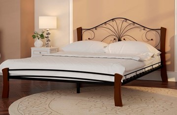 Кровать спальная Фортуна 4 Лайт, 1600, черный/махагон в Урае