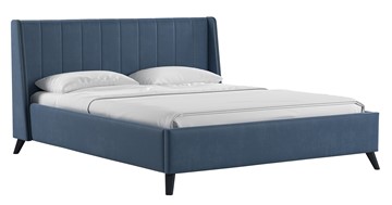 Двуспальная кровать с механизмом Мелисса 160,арт. Тори 83 велюр (серо-синий) + кроватное дно в Лангепасе