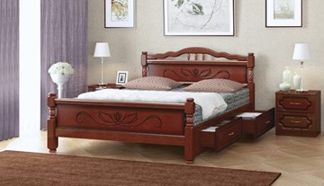 Кровать с выкатными ящиками Карина-5 (Орех) 160х200 в Лангепасе