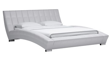 Кровать двуспальная Оливия 160 арт. Марика 483 к/з (белый) с основанием в Нягани