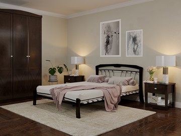 Кровать 2-спальная Муза 4 Лайт, 1600, черный/шоколад в Нижневартовске
