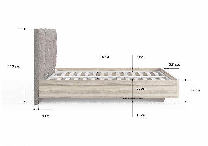 Кровать с подъемным механизмом Victoria (ясень ориноко) 140х190 в Когалыме - изображение 3