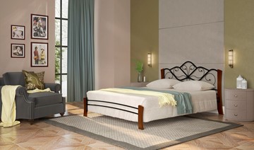 Двуспальная кровать Венера 4 Лайт, 1600, черный/махагон в Нижневартовске