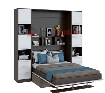 Кровать-шкаф с диваном Бела 1, с полкой ножкой, 1600х2000, венге/белый в Сургуте